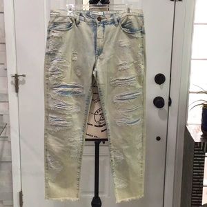 🆕 BlankNYC Ripped Denim Jeans Raw Hem High Rise